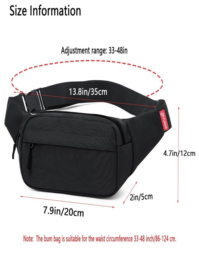ZMD Small Hip Pack for Men & Women, Crossbody Belt Fanny Pack Sports Hiking Waist Bag Fits All Phones with 3-Zipper Pockets, Hip Bum Bag for Casual Workout Outdoors Running Walking Traveling, Black - Image 2